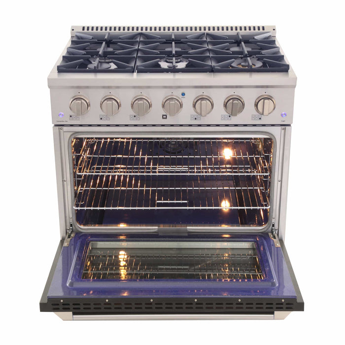 Kucht 36-Inch Pro-Style Dual Fuel Range in Stainless Steel with Black Oven Door (KDF362-K)