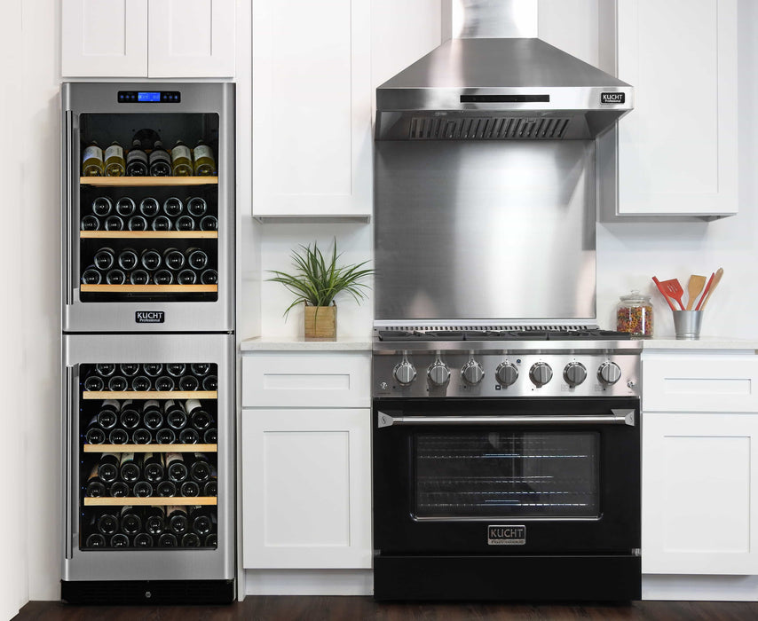 Kucht 36-Inch Pro-Style Dual Fuel Range in Stainless Steel with Black Oven Door (KDF362-K)