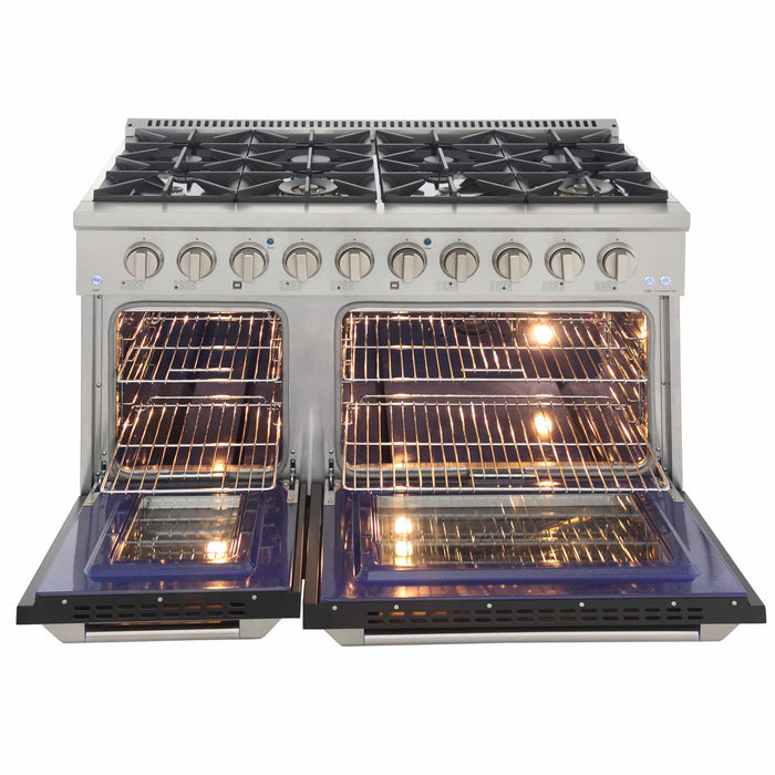 Kucht 48-Inch Pro-Style Dual Fuel Range in Stainless Steel with Black Oven Door (KDF482-K)