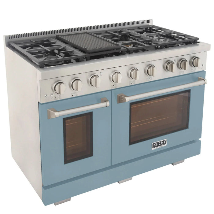 Kucht Professional 48-Inch 6.7 cu. ft. Gas Range in Light Blue with True Simmer Burners (KFX4800X-LB)
