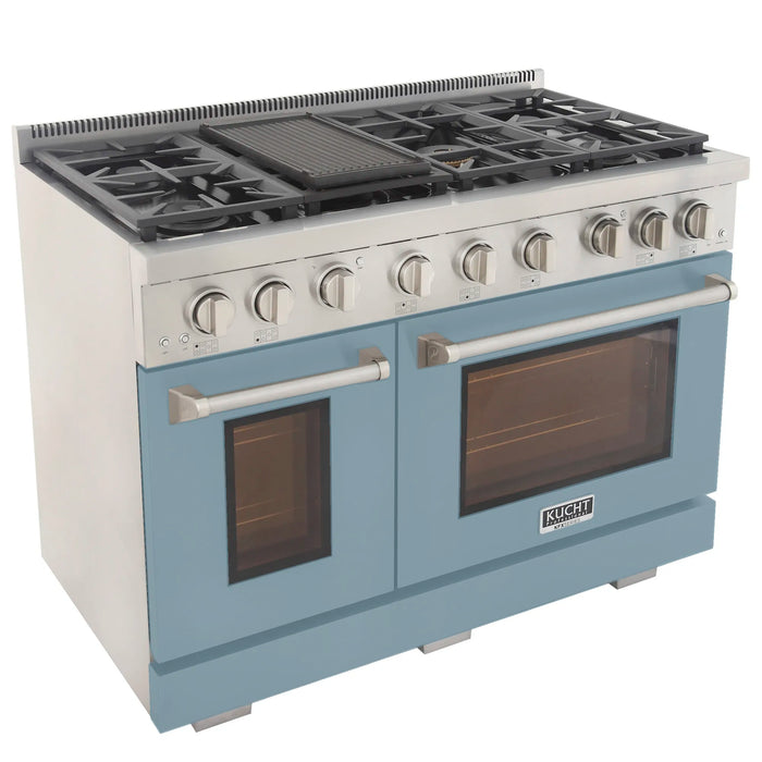 Kucht Professional 48-Inch 6.7 cu. ft. Gas Range in Light Blue with Silver Accents (KFX480-LB)
