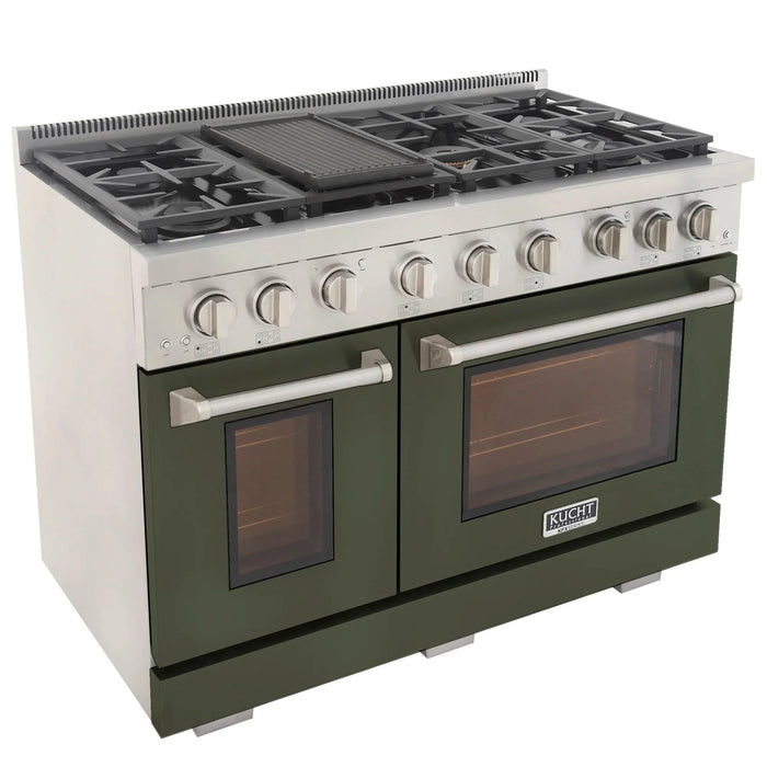 Kucht Professional 48-Inch 6.7 cu. ft. Gas Range in Olive Green with True Simmer Burners (KFX4800X-G)