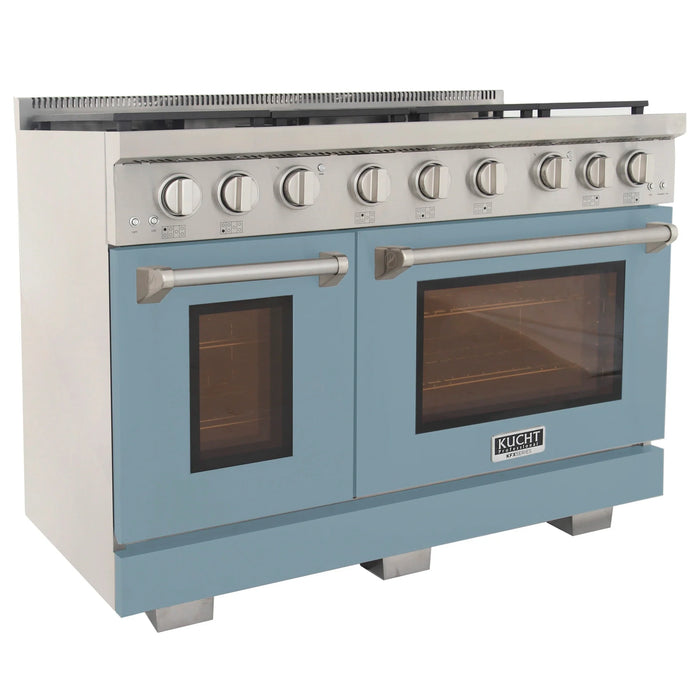 Kucht Professional 48-Inch 6.7 cu. ft. Gas Range in Light Blue with True Simmer Burners (KFX4800X-LB)