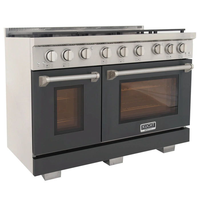 Kucht Professional 48-Inch 6.7 cu. ft. Gas Range in Cement Gray with True Simmer Burners (KFX4800X-GY)