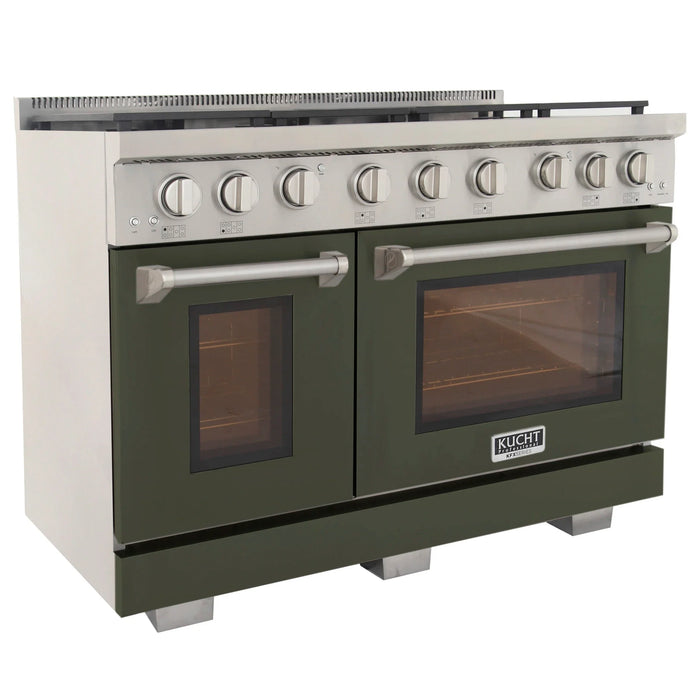 Kucht Professional 48-Inch 6.7 cu. ft. Gas Range in Olive Green with Silver Accents (KFX480-G)