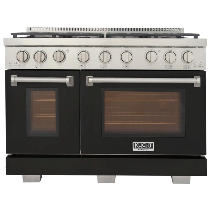 Kucht Professional 48-Inch 6.7 cu. ft. Gas Range in Black with True Simmer Burners (KFX4800X-BK)