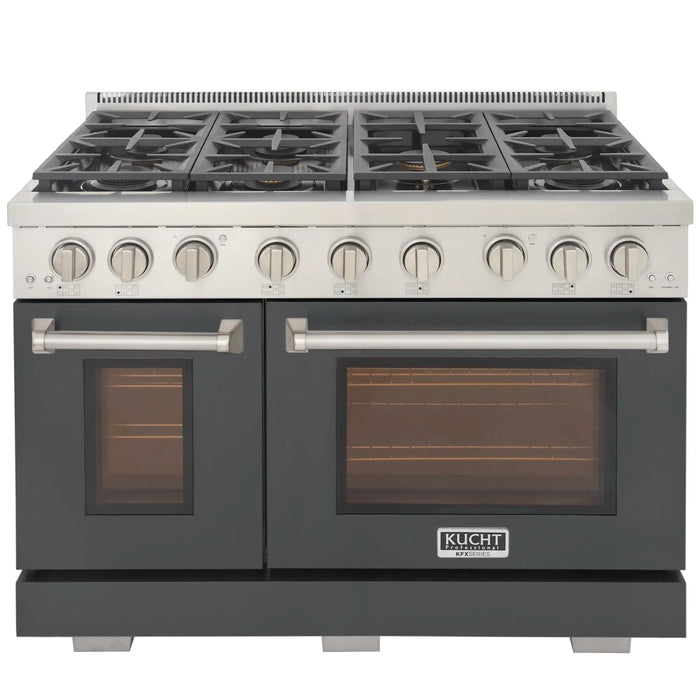 Kucht Professional 48-Inch 6.7 cu. ft. Gas Range in Cement Gray with True Simmer Burners (KFX4800X-GY)