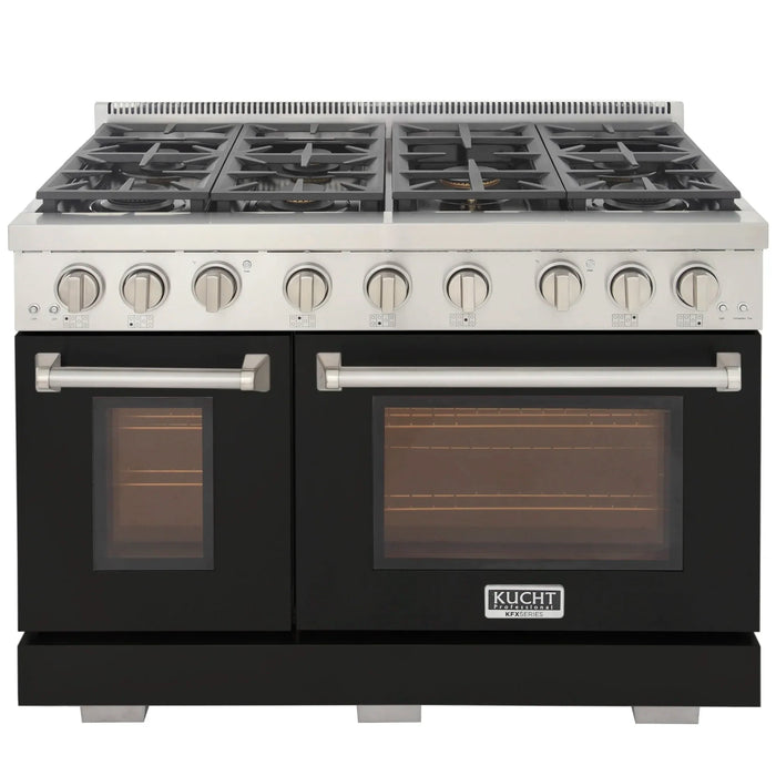 Kucht Professional 48-Inch 6.7 cu. ft. Gas Range in Black with True Simmer Burners (KFX4800X-BK)