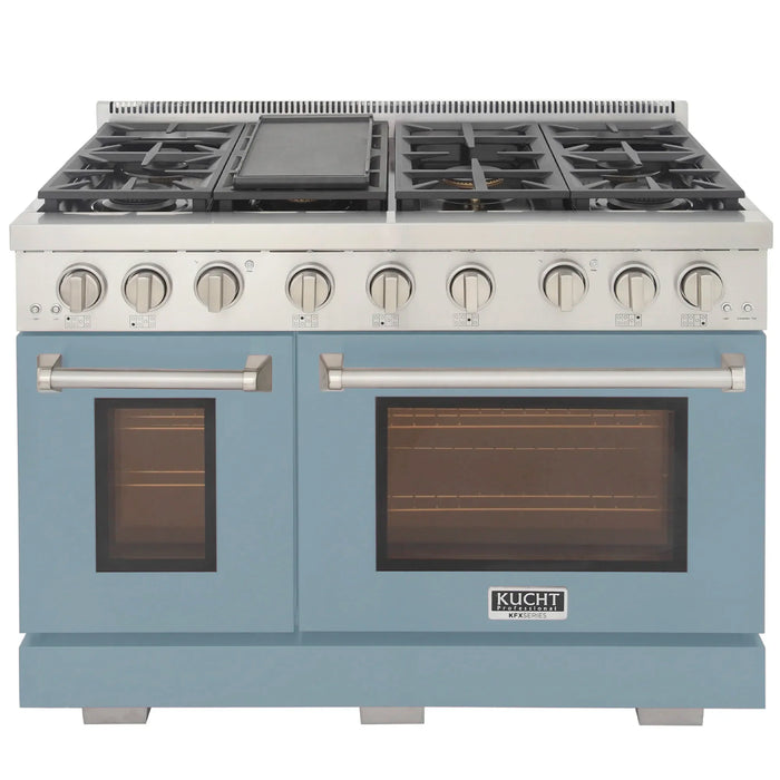 Kucht Professional 48-Inch 6.7 cu. ft. Gas Range in Light Blue with True Simmer Burners (KFX4800X-LB)