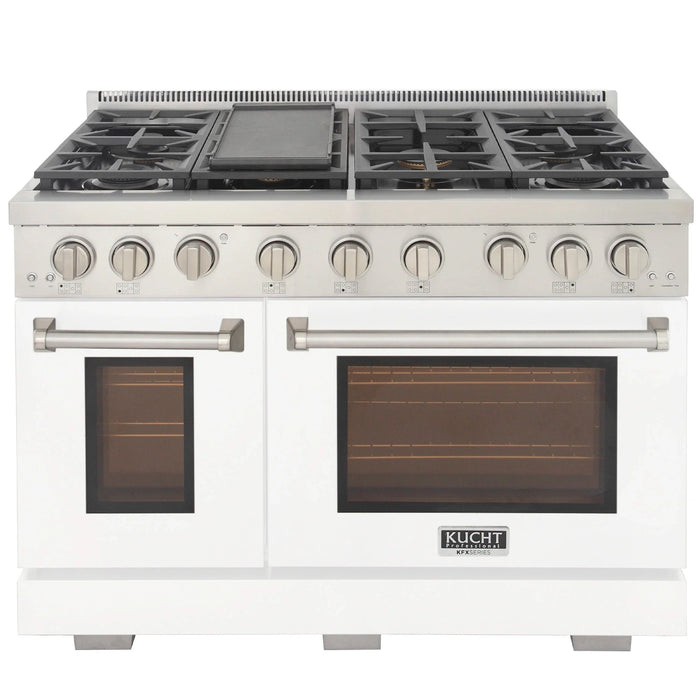 Kucht Professional 48-Inch 6.7 cu. ft. Gas Range in White with True Simmer Burners (KFX4800X-W)