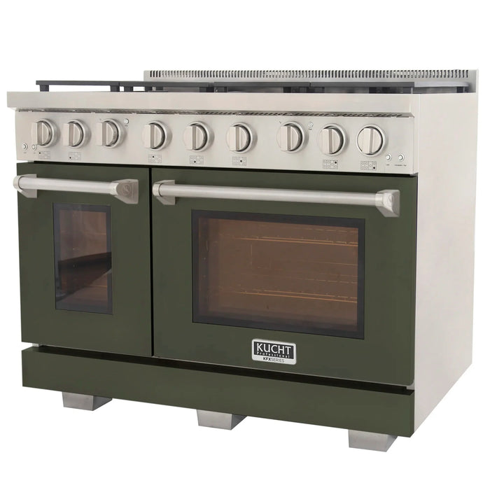 Kucht Professional 48-Inch 6.7 cu. ft. Gas Range in Olive Green with True Simmer Burners (KFX4800X-G)