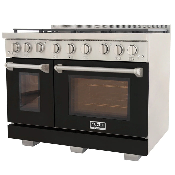 Kucht Professional 48-Inch 6.7 cu. ft. Gas Range in Black with Silver Accents (KFX480-BK)