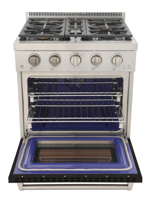 Kucht Professional 30-Inch 4.2 cu. ft. Gas Range in Black with Silver Accents (KFX300-BK)