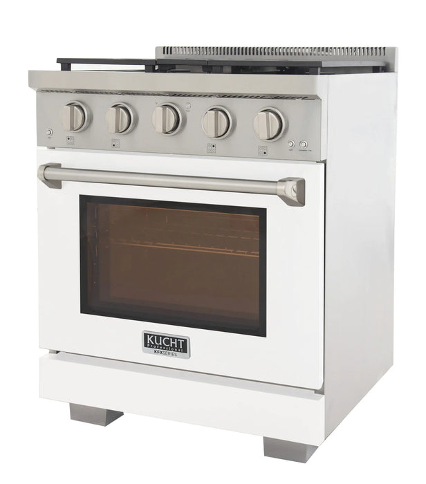 Kucht Professional 30-Inch 4.2 cu. ft. Gas Range in White with True Simmer Burners (KFX3000X-W)