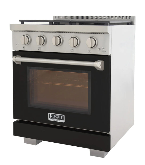 Kucht Professional 30-Inch 4.2 cu. ft. Gas Range in Black with True Simmer Burners (KFX3000X-BK)