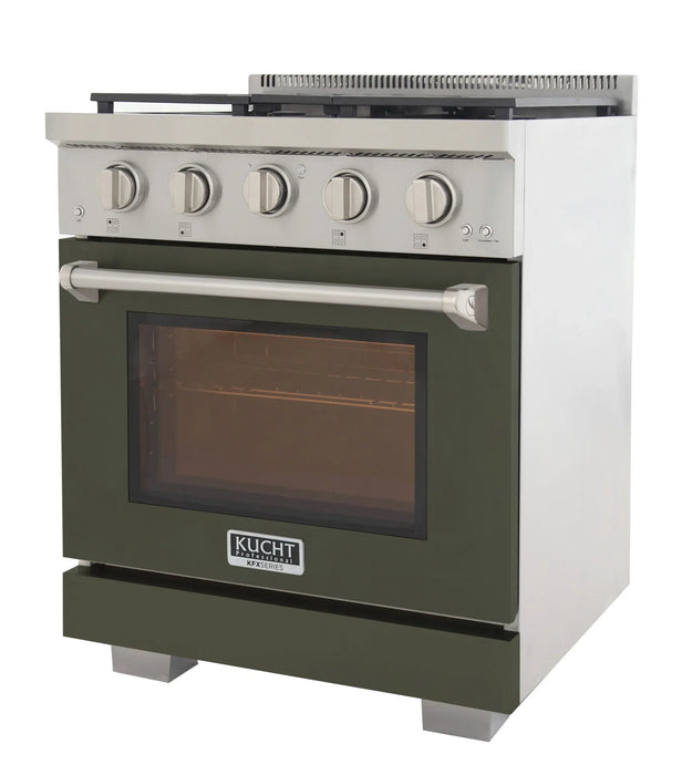 Kucht Professional 30-Inch 4.2 cu. ft. Gas Range in Olive Green with Silver Accents (KFX300-G)