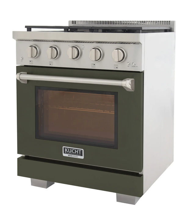 Kucht Professional 30-Inch 4.2 cu. ft. Gas Range in Olive Green with True Simmer Burners (KFX3000X-G)