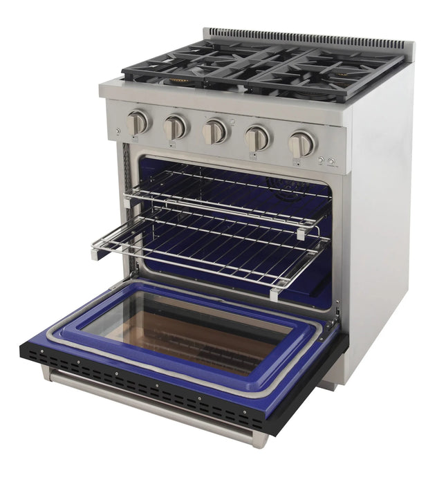 Kucht Professional 30-Inch 4.2 cu. ft. Gas Range in Black with Silver Accents (KFX300-BK)