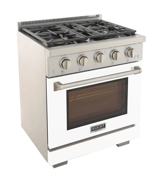 Kucht Professional 30-Inch 4.2 cu. ft. Gas Range in White with True Simmer Burners (KFX3000X-W)