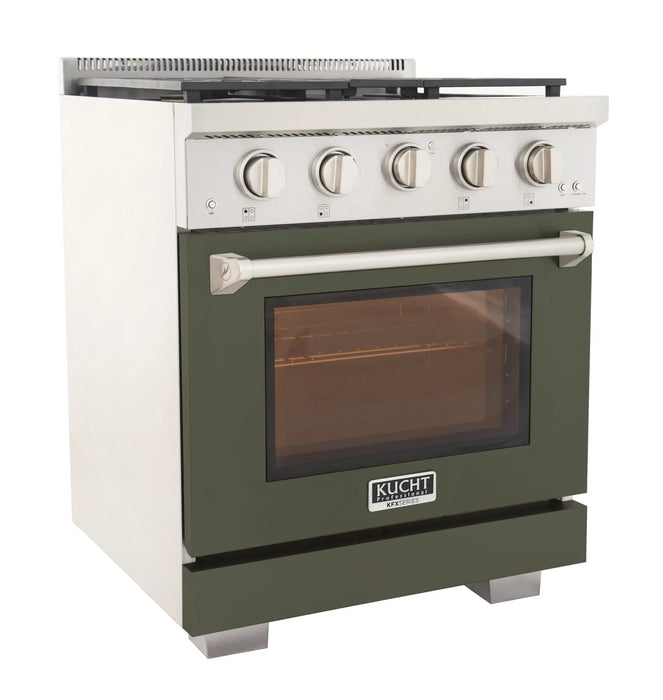 Kucht Professional 30-Inch 4.2 cu. ft. Gas Range in Olive Green with True Simmer Burners (KFX3000X-G)