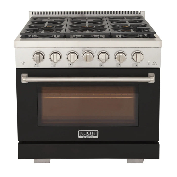 Kucht Professional 36-Inch 5.2 cu. ft. Gas Range in Black with Silver Accents (KFX360-BK)