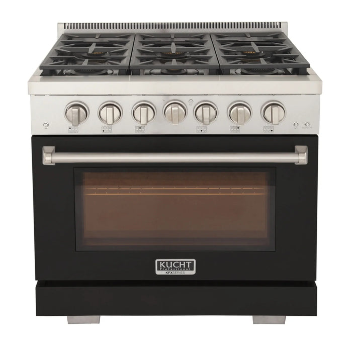 Kucht Professional 36-Inch 5.2 cu. ft. Gas Range in Black with True Simmer Burners (KFX3600X-BK)