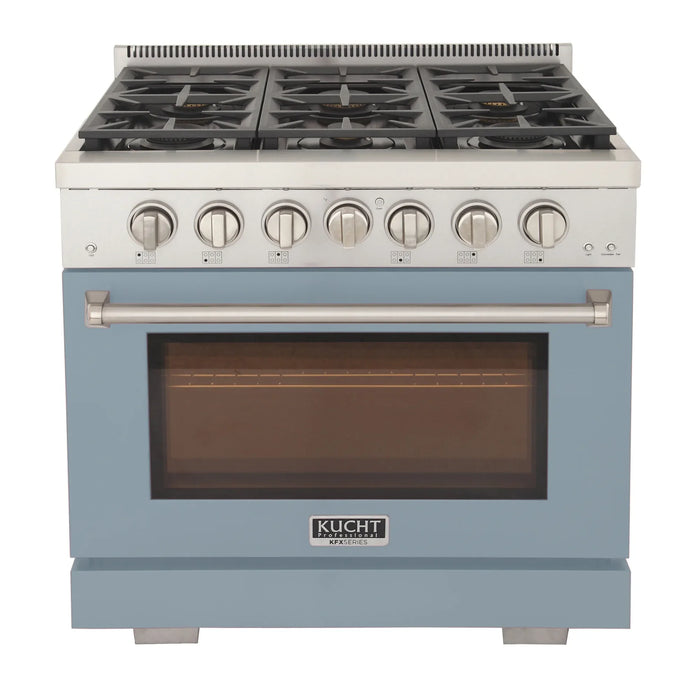 Kucht Professional 36-Inch 5.2 cu. ft. Gas Range in Light Blue with Silver Accents (KFX360-LB)