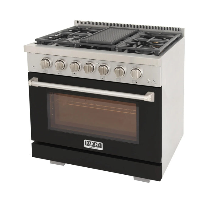 Kucht Professional 36-Inch 5.2 cu. ft. Gas Range in Black with True Simmer Burners (KFX3600X-BK)