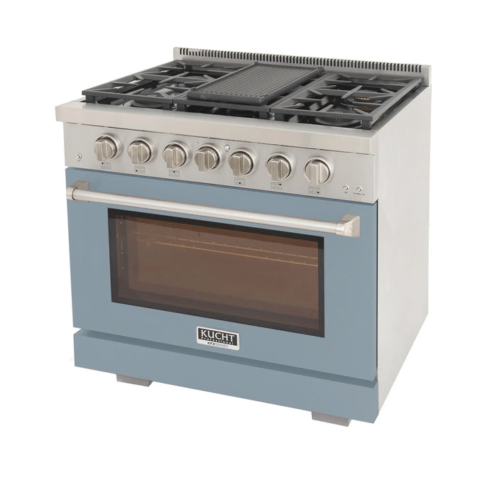 Kucht Professional 36-Inch 5.2 cu. ft. Gas Range in Light Blue with True Simmer Burners (KFX3600X-LB)