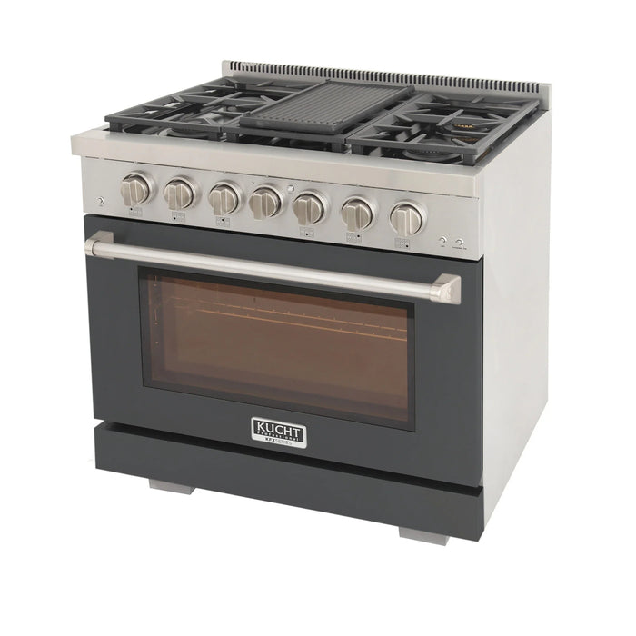 Kucht Professional 36-Inch 5.2 cu. ft. Gas Range in Cement Gray with True Simmer Burners (KFX3600X-GY)