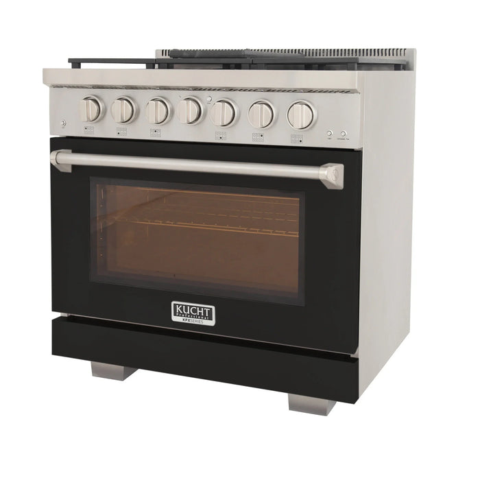 Kucht Professional 36-Inch 5.2 cu. ft. Gas Range in Black with Silver Accents (KFX360-BK)