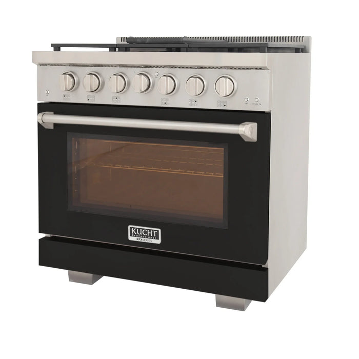 Kucht Professional 36-Inch 5.2 cu. ft. Gas Range in Black with True Simmer Burners (KFX3600X-BK)