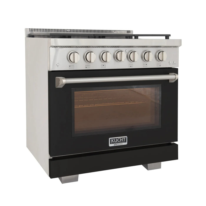 Kucht Professional 36-Inch 5.2 cu. ft. Gas Range in Black with True Simmer Burners (KFX3600X-BK)