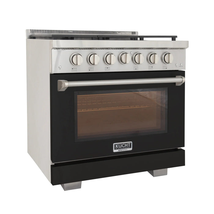 Kucht Professional 36-Inch 5.2 cu. ft. Gas Range in Black with Silver Accents (KFX360-BK)