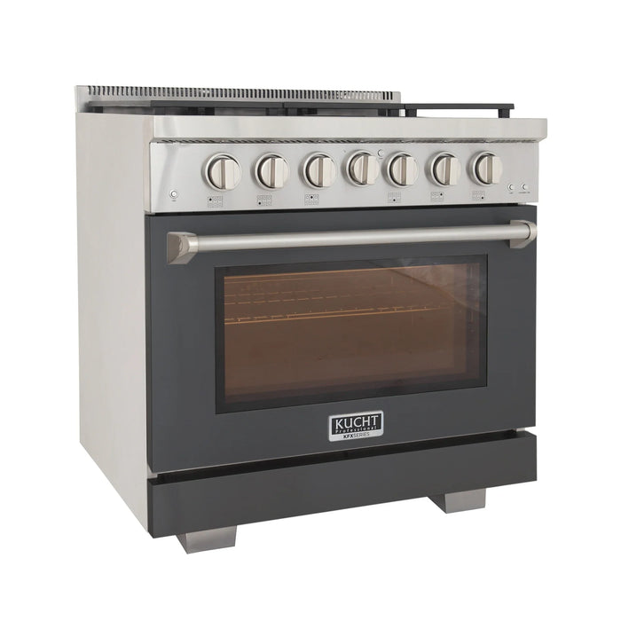 Kucht Professional 36-Inch 5.2 cu. ft. Gas Range in Gray with Silver Accents (KFX360-GY)