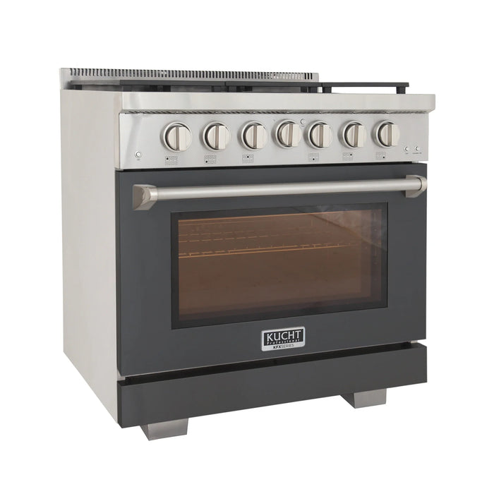 Kucht Professional 36-Inch 5.2 cu. ft. Gas Range in Cement Gray with True Simmer Burners (KFX3600X-GY)