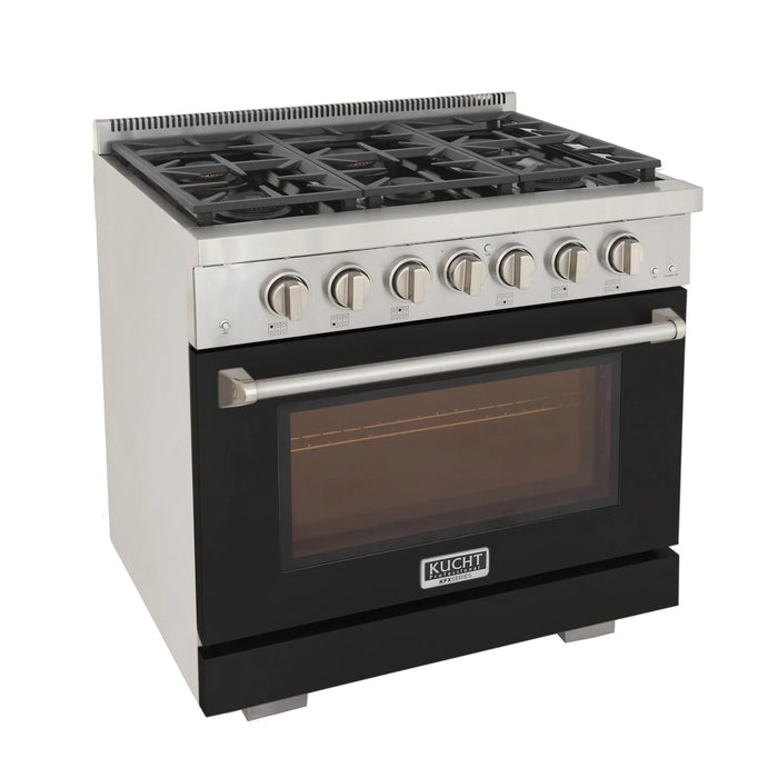 Kucht Professional 36-Inch 5.2 cu. ft. Gas Range in Black with True Simmer Burners (KFX3600X-BK)