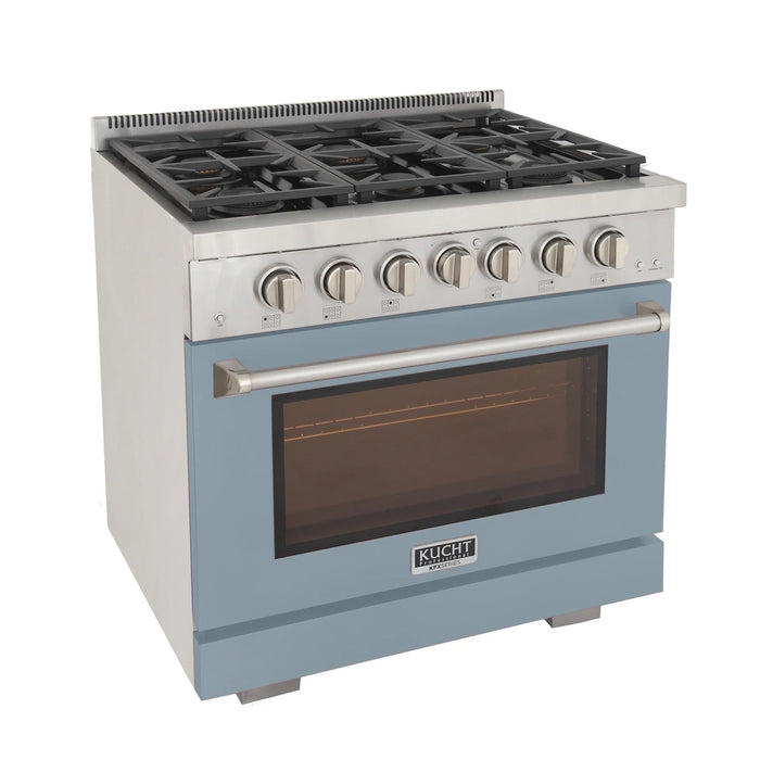 Kucht Professional 36-Inch 5.2 cu. ft. Gas Range in Light Blue with True Simmer Burners (KFX3600X-LB)
