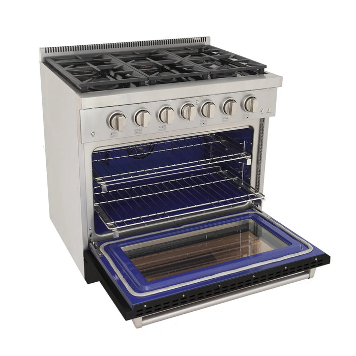 Kucht Professional 36-Inch 5.2 cu. ft. Gas Range in Black with True Simmer Burners (KFX3600X-BK)