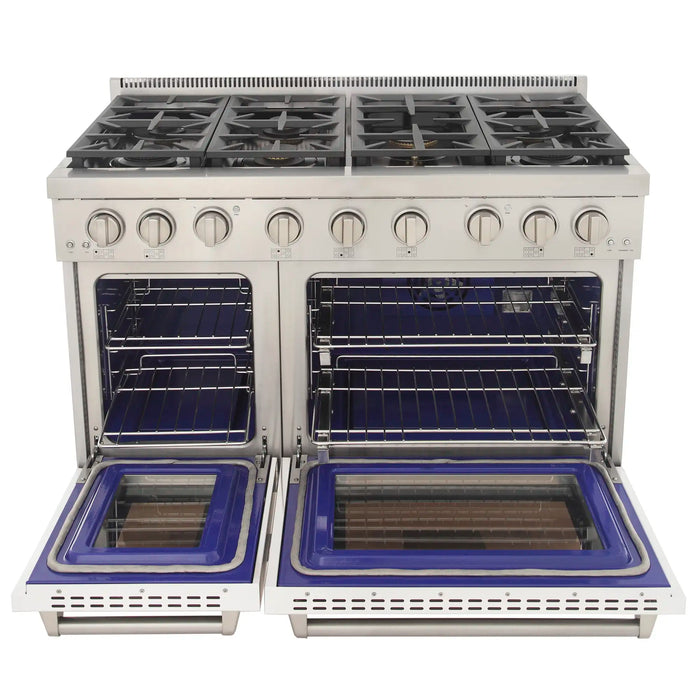 Kucht Professional 48-Inch 6.7 cu. ft. Gas Range in White with Silver Accents (KFX480-W)