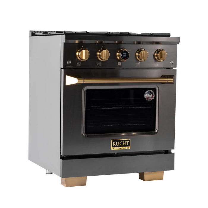 Kucht Horus 30-Inch Dual Fuel Range with 4.2 cu. ft. Electric Oven and 4 Gas Burners in Stainless Steel with Digital Thermostat (KXD30)