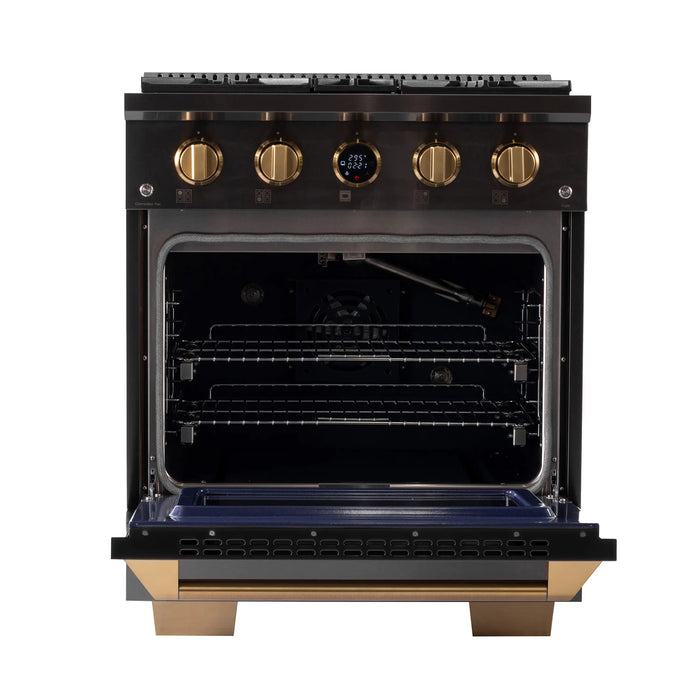 Kucht Horus 30-Inch Dual Fuel Range with 4.2 cu. ft. Electric Oven and 4 Gas Burners in Stainless Steel with Digital Thermostat (KXD30)