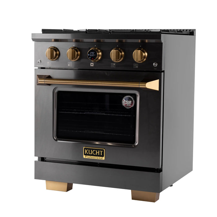 Kucht Horus 30-Inch Dual Fuel Range with 4.2 cu. ft. Electric Oven and 4 Gas Burners in Stainless Steel with Digital Thermostat (KXD30)