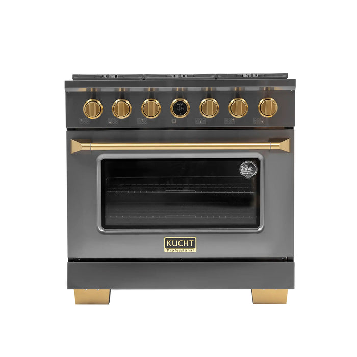 Kucht Horus 36-Inch Dual Fuel Range with 5.2 cu. ft. Electric Oven and 6 Gas Burners in Stainless Steel with Digital Thermostat (KXD36)