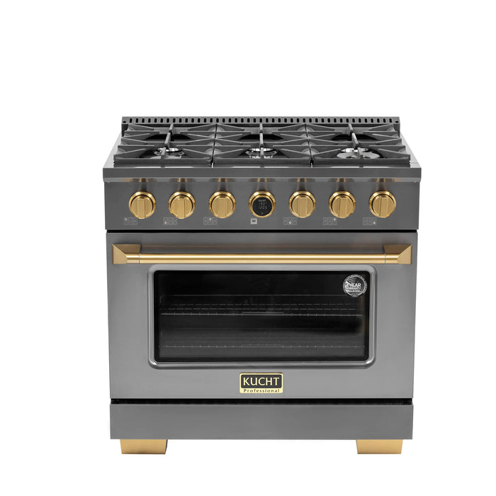 Kucht Horus 36-Inch Dual Fuel Range with 5.2 cu. ft. Electric Oven and 6 Gas Burners in Stainless Steel with Digital Thermostat (KXD36)