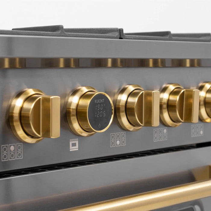 Kucht Horus 36-Inch Dual Fuel Range with 5.2 cu. ft. Electric Oven and 6 Gas Burners in Stainless Steel with Digital Thermostat (KXD36)