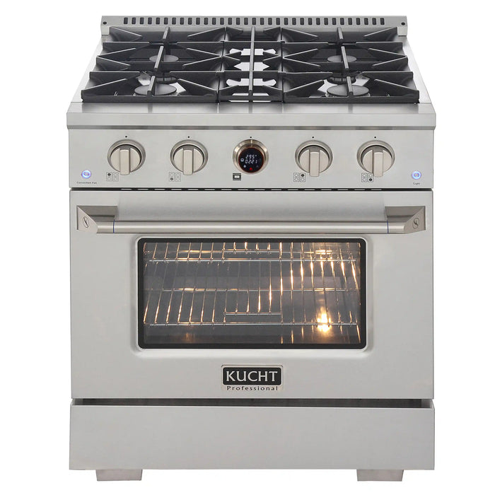 Kucht Horus 30-Inch Dual Fuel Range with 4.2 cu. ft. Electric Oven and 4 Gas Burners in Stainless Steel with Digital Thermostat (KXP30-SS)