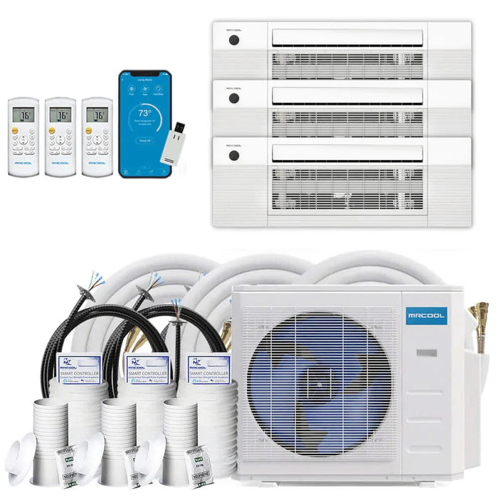 MRCOOL DIY 4th Gen 3-Zone 36,000 BTU 22 SEER (9K + 9K + 12K) Ductless Mini Split AC and Heat Pump with Ceiling Cassettes