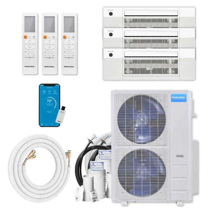 MRCOOL DIY 4th Gen 3-Zone 48,000 BTU 22 SEER (12K + 12K + 18K) Ductless Mini Split AC and Heat Pump with Ceiling Cassettes