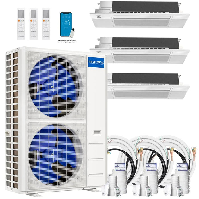 MRCOOL DIY 4th Gen 3-Zone 48,000 BTU 21 SEER (12K + 18K + 18K) Ductless Mini Split AC and Heat Pump with Ceiling Cassettes